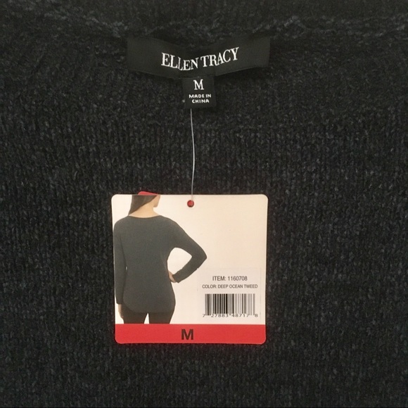 Ellen Tracy Deep Ocean Tweed Sweater New with Tags - Picture 3 of 8